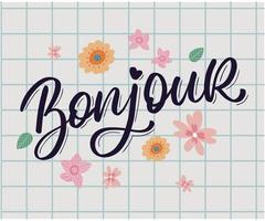 bonjour parijs zin vector belettering kalligrafie borstel schoolbord