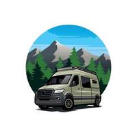 overland voertuig camper camping auto vector, beste voor illustratie en bedrijfslogo vector