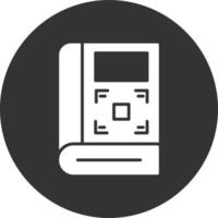 qr boek glyph omgekeerd pictogram vector