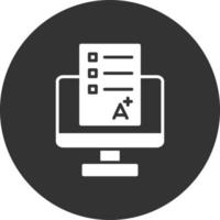 online examen glyph omgekeerd pictogram vector