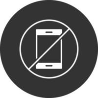 geen telefoon glyph omgekeerd icoon vector