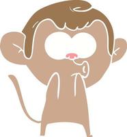 platte kleurstijl cartoon verraste aap vector