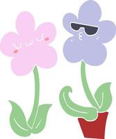 leuke cartoon bloem in effen kleur vector