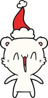 vrolijke ijsbeer lijntekening van een dragende kerstmuts vector