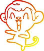 warme gradiënt lijntekening cartoon lachende aap vector