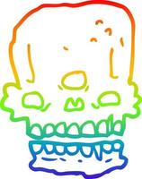 regenbooggradiënt lijntekening cartoon spookachtige schedel vector