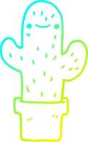 koude gradiënt lijntekening cartoon cactus vector