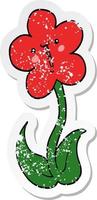 noodlijdende sticker van een cartoonbloem vector