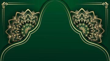 luxe groene achtergrond met gouden mandala vector