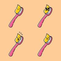 vectorillustratie van schattige tandenborstel emoji vector