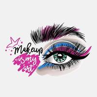 make-up is mijn kunst, handgeschreven letters, mode, letterontwerp, oogschaduw vector