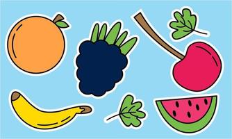 doodle fruit. natuurlijk tropisch fruit, biologisch fruit of vegetarisch eten. vector geïsoleerde pictogrammen