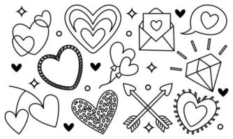 hand getrokken harten doodles set vector