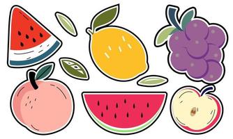 doodle fruit. natuurlijk tropisch fruit, biologisch fruit of vegetarisch eten. vector geïsoleerde pictogrammen