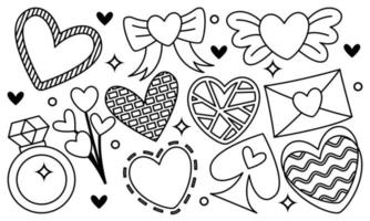 hand getrokken harten doodles set vector