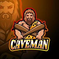 caveman esport logo mascotte ontwerp vector