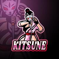 kitsune esport logo mascotte ontwerp vector