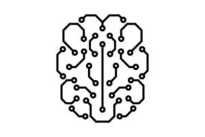 kunstmatige intelligentie microchip digitale hersenen. ai chip board circuit lineaire pictogram. neuraal netwerk processor lijn symbool. cpu center computersysteem teken. futuristische datatechnologie. vector eps