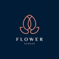 luxe elegante pioenroos of tulp bloem logo lineaire lijn kunst monogram stijl. bloem symbool. beauty, spa, salon, cosmetica of boutique logo en meer zaken. vector