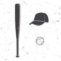 set baseballcap, bal, vleermuis silhouet voor emblemen, logo en labels. vectorillustratie. vector