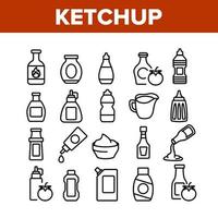 ketchup tomatensaus collectie iconen set vector