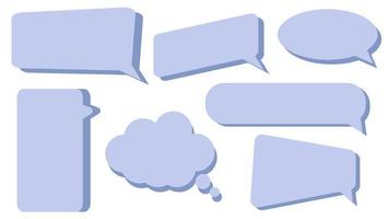 set van lege blauwe tekstballon, conversatiebox, chatbox, berichtballon, spreekbox vector