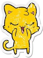 noodlijdende sticker van een happy cartoon kat vector
