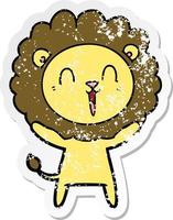 verontruste sticker van een lachende leeuw cartoon vector