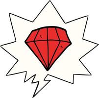 cartoon tattoo diamant en tekstballon vector