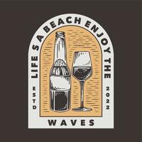 vintage slogan typografie lifes a beach geniet van de golven voor t-shirtontwerp vector