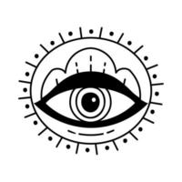 kwaad doodle oog. handgetekende hekserij oog talisman, magisch heilig symbool vector