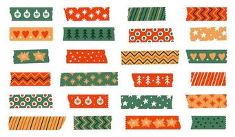 kerst washi tapes. vector set winter gekleurde scotch lijnen