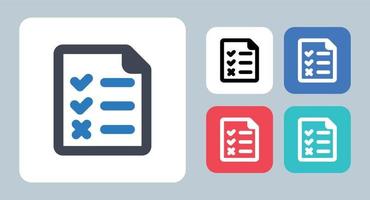 controlepictogram - vectorillustratie. audit, checklist, examen, enquête, vragenlijst, test, rapport, onderzoek, checklist, taak, taken, lijn, overzicht, plat, pictogrammen. vector