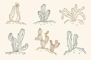 handgetekende cactus in een woestijn in boho-stijl vector