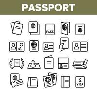 paspoort collectie elementen pictogrammen instellen vector