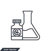 farmacologie pictogram logo vectorillustratie. reageerbuis en fles pil symboolsjabloon voor grafische en webdesign collectie vector