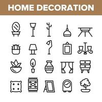 collectie huisdecoratie artikelen vector icons set