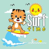 surf tijd tijger vector