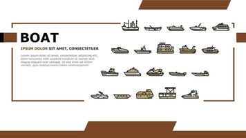 boot water transport typen landing header vector