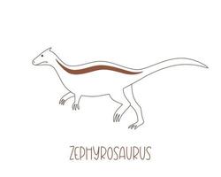 schattige doodle dinosaurus zephyrosaurus in overzicht. jura periode vector teken.