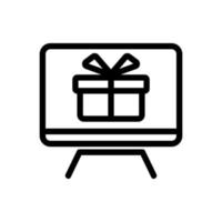tv als een cadeau-pictogramvector. geïsoleerde contour symbool illustratie vector