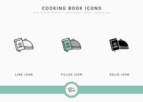 kookboekpictogrammen instellen vectorillustratie met solide pictogram lijnstijl. keukengerei concept. bewerkbaar lijnpictogram op geïsoleerde achtergrond voor webdesign, gebruikersinterface en mobiele applicatie vector