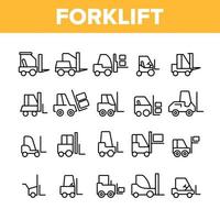 heftruck, heftruck vector lineaire pictogrammen set