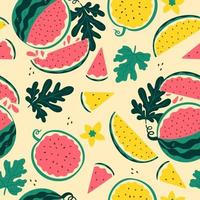 naadloos patroon met rode en gele watermeloenen. vectorafbeeldingen. vector