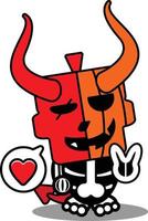 vector cartoon schattig mascotte schedel pompoen duivel rood vrede liefde karakter