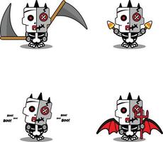 vector cartoon schattig mascotte schedel karakter voodoo-pop bot set bundel halloween