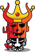 vector cartoon schattig mascotte schedel pompoen rode duivel koning karakter