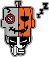 vector cartoon schattig mascotte schedel karakter slapende pompoen voodoo-pop