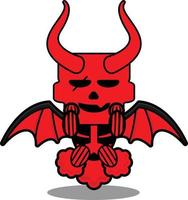 cartoon vector mascotte karakter rode duivel schattig schedel scheet raket