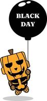 halloween pompoen mascotte karakter cartoon schattig schedel zwarte vrijdag ballon vector